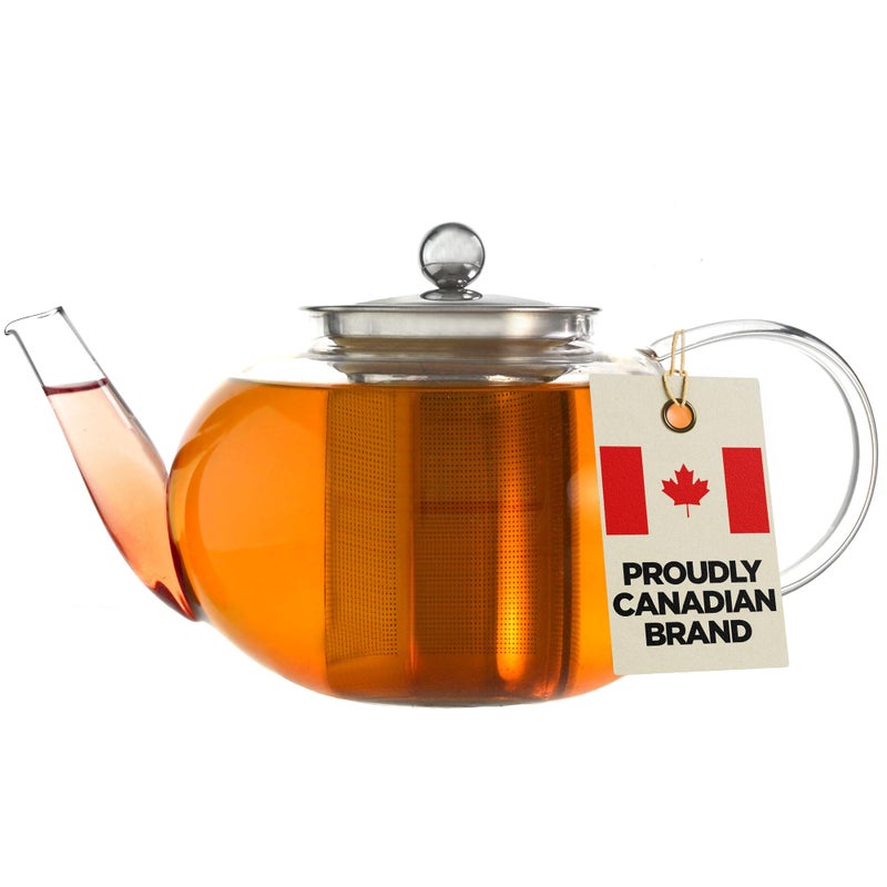 GROSCHE - Joliette Borosilicate Glass Teapot with Stainless Steel Infuser - 5 Cup Glass Teapot with Removable Strainer for Loose Leaf & Herbal Tea, Dishwasher Safe, 42 oz - Image 1